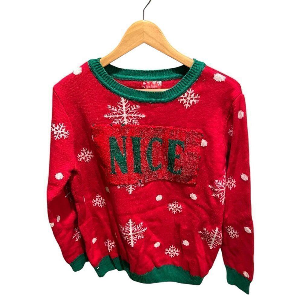 To Be Jolly‎ Naughty/Nice sequin Christmas sweater women's size XL